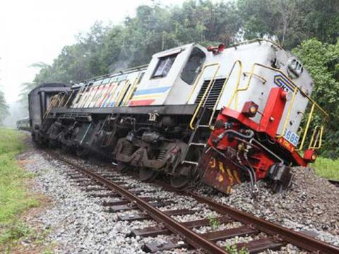 Derailed train